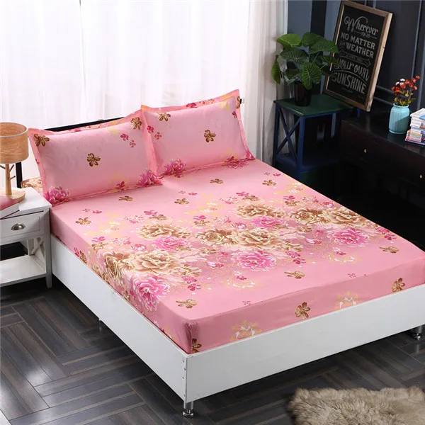 S with 2 Pillowcases 3 шт. простыня с наволочкой, покрывало на кровать с резинкой, двойной размер, четыре сезона, наматрасник, colchas para cama - Цвет: S with 2 Pillowcases