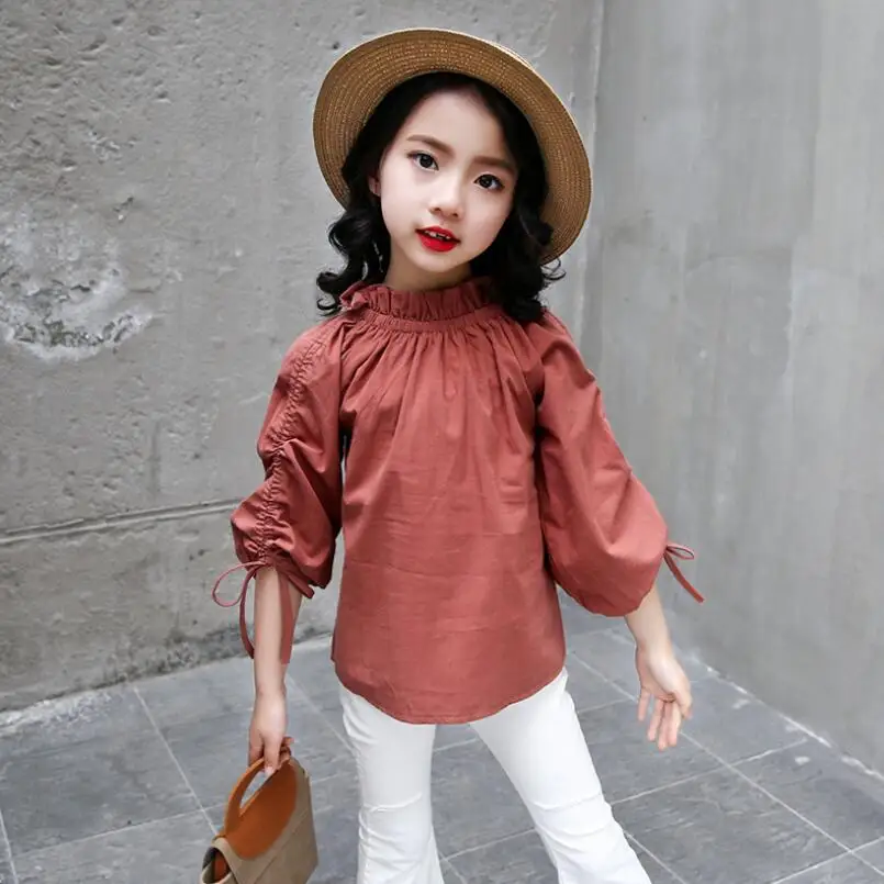 8 kids tops Г. Осенняя шифоновая кружевная блузка в горошек для маленьких девочек-подростков черно-белая одежда детская рубашка с длинными рукавами для девочек топы для детей JW4252 - Цвет: 8 kids tops