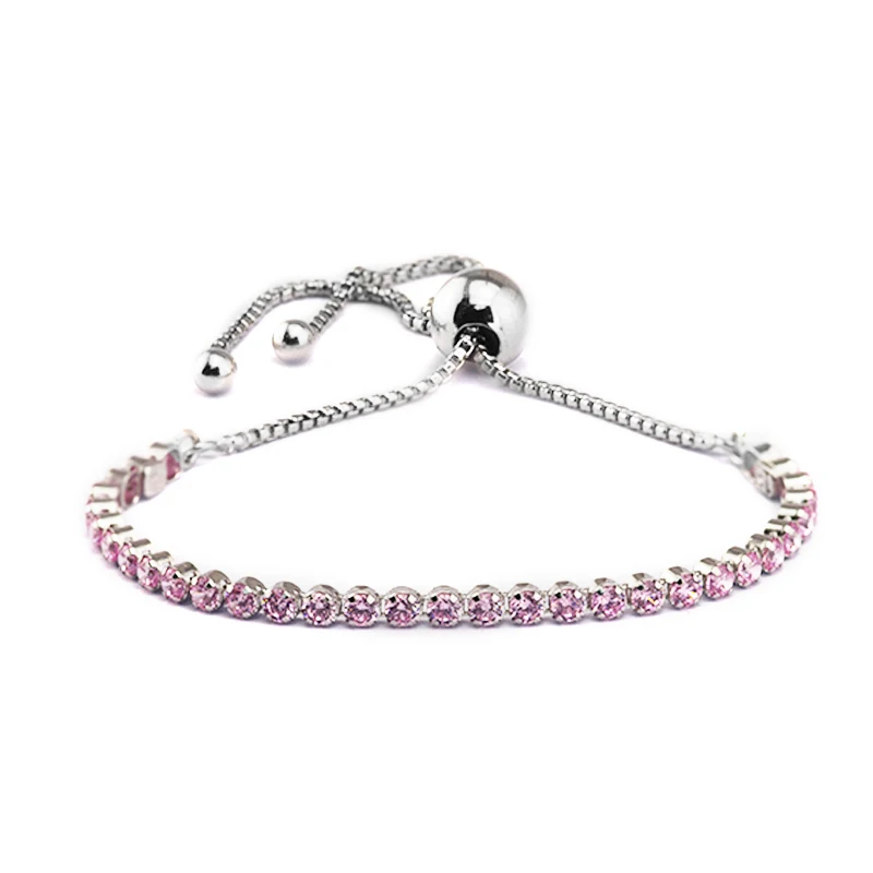 

CKK Bracelet Sterling Silver Jewelry Pink Sparkling Strand Bracelets for Women Jewelry Pulseira Masculina Feminina Silver 925