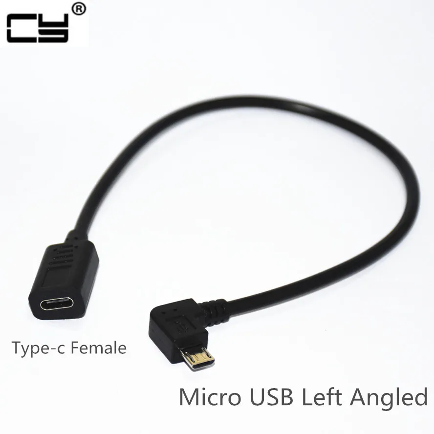 

USB 3.1 Type C USB-C Fenale Angled to Micro USB UP& Down& Left& Right Angled 90 Degree Male Data Cable for Macbook & Tablet