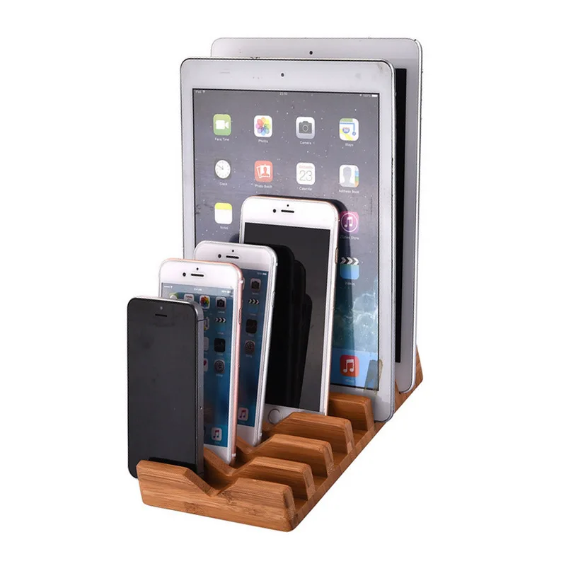 Настольный органайзер бамбуковая подставка держатель для зарядки iPhone iPad Tablet PC