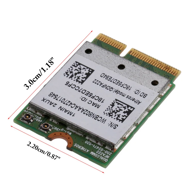 802.11n a/b/g/n QCNFA222 2 4/Wi Fi 5 ГГц Wi Bluetooth PCIe половинной высоты для всех телефонов мини