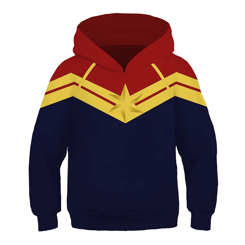 Captain Marvel D Детские костюмы для мальчиков с изображением древесного Базза; костюмы супергероя с 3D принтом; детские толстовки с героями мультфильмов; толстовки с капюшоном «Железный Человек-паук» и «Бэтмен» - Цвет: Captain Marvel D