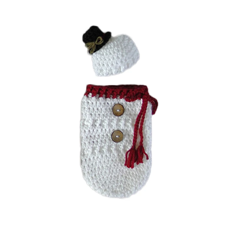snowman Вязаный плед для фотографирования новорожденных детей с Санта-Клаусом и оленем, спальный мешок+ шляпа, рождественские костюмы, фото реквизит-Аксессуары - Цвет: snowman