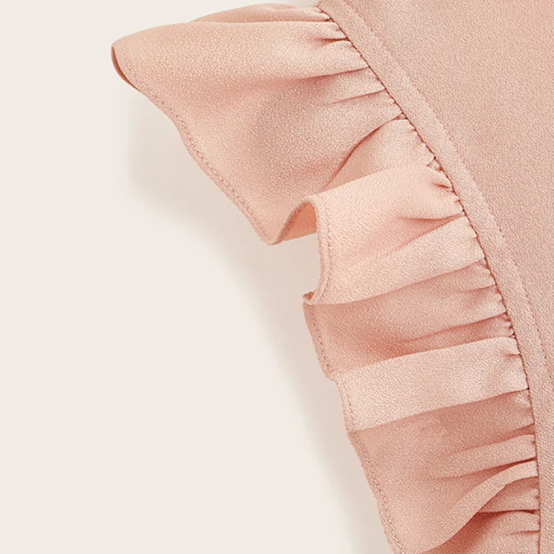 Dotfashion, Женские топы и блузки с замочной скважиной на спине, с рюшами и проймой, с фигурной отделкой,, летняя Милая модная блузка с рукавом-бабочкой