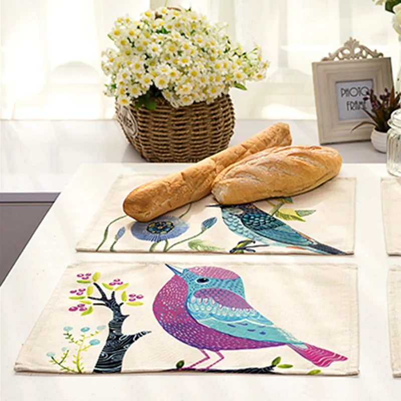 Новые коврики трендовые с принтом птиц для укладки обеденной тарелки ручная