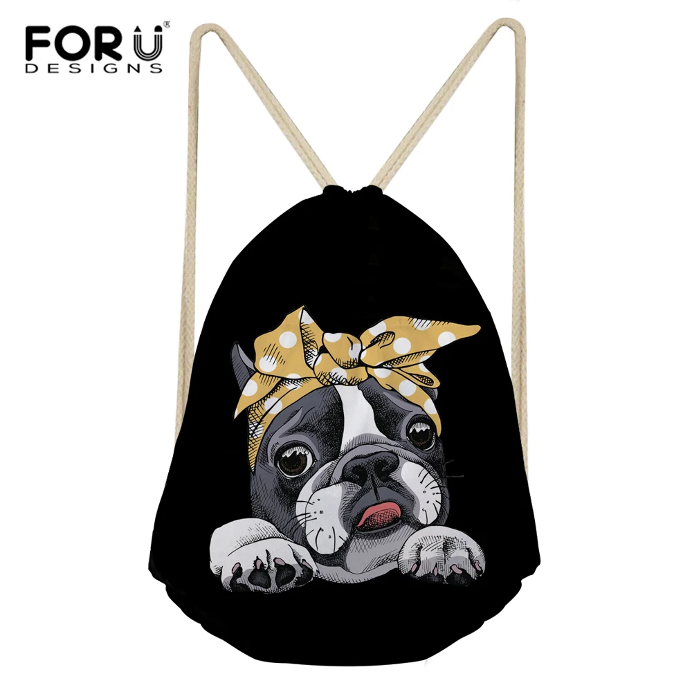 FORUDESIGNS/милый рюкзак на шнурке с изображением Бостонского терьера для женщин