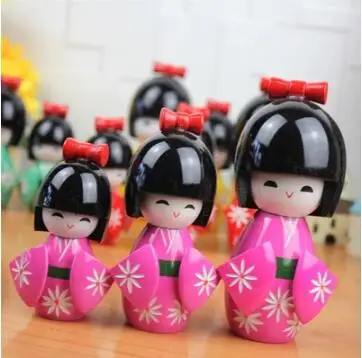 3 шт. новые милые японские темно-красные и розовые деревянные куклы Kokeshi ручной работы для девочек 14 см 11 см 8 см