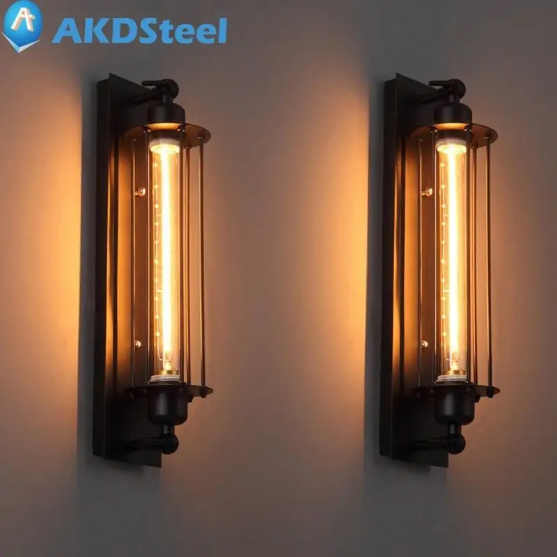 Akdsteel E27 220 В Лофт Винтаж Вольфрам светодиодный настенный светильник черный Ретро