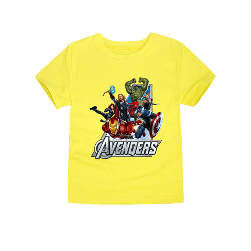 Золотой Футболка Marvel для мальчиков летние футболки, одежда для мальчиков футболка для мальчиков с принтом «мстители» одежда с короткими рукавами с героями мультфильмов для маленьких детей возрастом от 2 до 14 лет - Цвет: Золотой