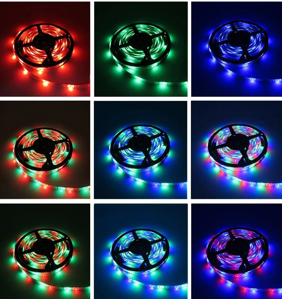 5 м RGB Светодиодная лента светильник белый теплый белый SMD3528 2835 5050 Диодная лента гибкая лента светодиодная синяя Красная Зеленая DC12v полоса водонепроницаемая