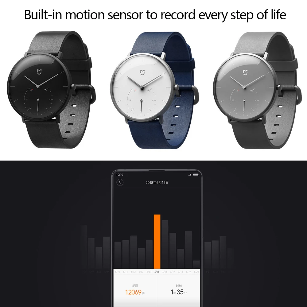 Original Xiaomi Mijia Quartz Smart Watch Bluetooth 4.0 Intelligent Reminder Pedometer Mechanical IP67 Waterproof Smartwatch | Электроника