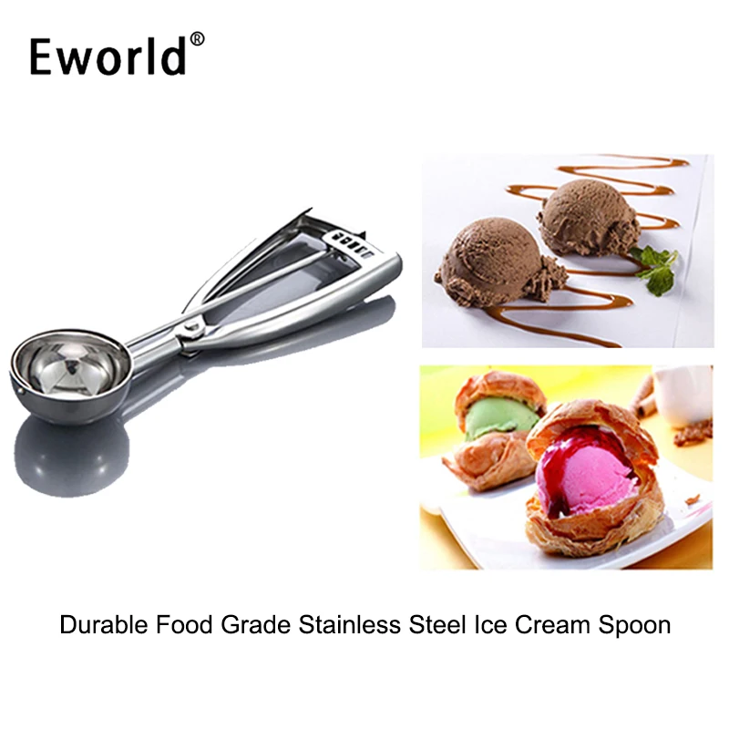 

Eworld Durable 304 Food Grade Stainless Steel IceCream Mash Potato Scoop Convenient Ice Cream Stacks Spoon Useful Kitchen Tools