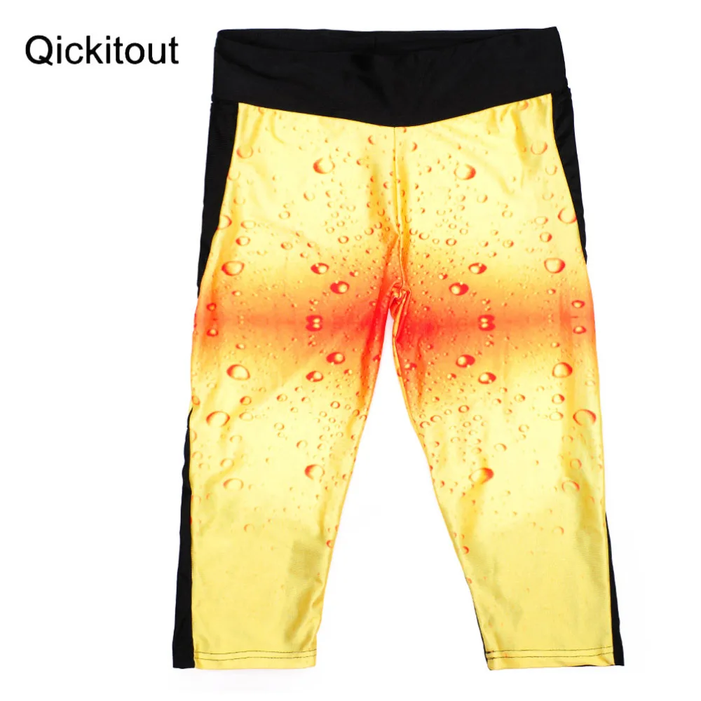 Брюки Капри бренда qickitout 2016 сексуальные женские брюки с 7 точками желтое пиво