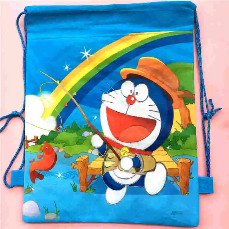 A 20 шт. 34*27 см Doraemon нетканые ткани рюкзак на шнурке, школьный рюкзак для мальчиков, сумка для покупок - Цвет: A