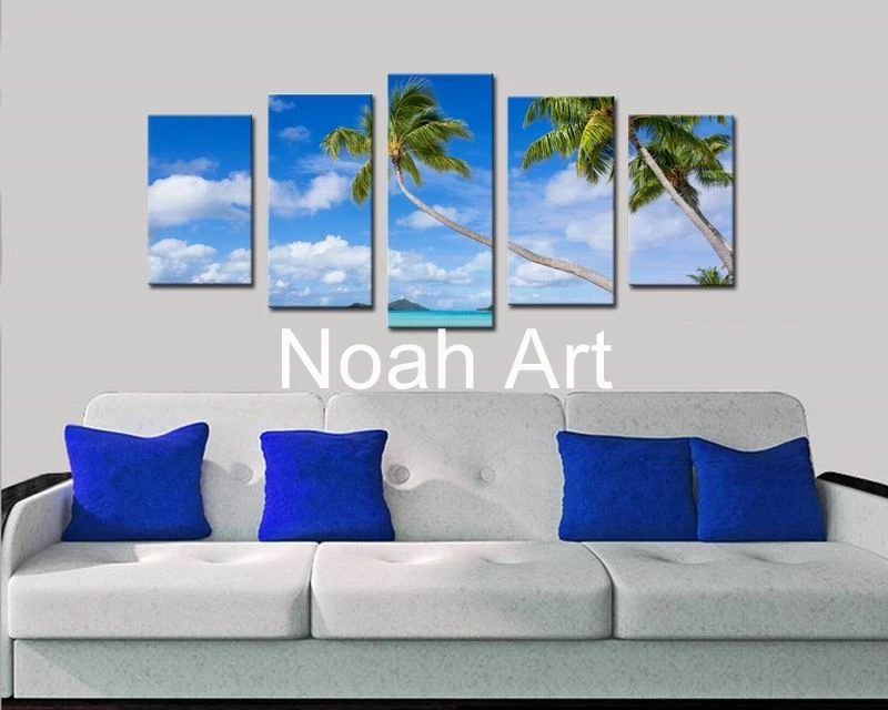 Beautiful Poster Picture Coconut Palm Sunshine Beach Spray Painting on Fabric Cloth High Definition Canvas Printings for Bedroom | Дом и сад