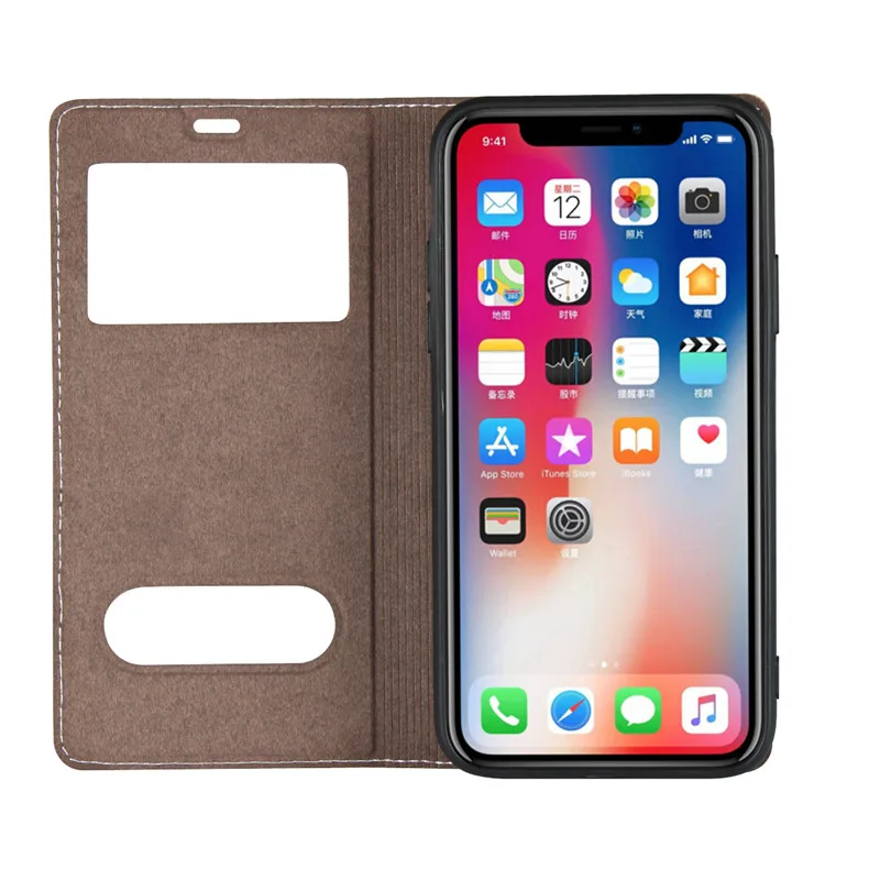 Sailortech Чехол-книжка для iPhone XS Max чехол из натуральной кожи с окошком 5 S 6 6s 7 8 X Plus |