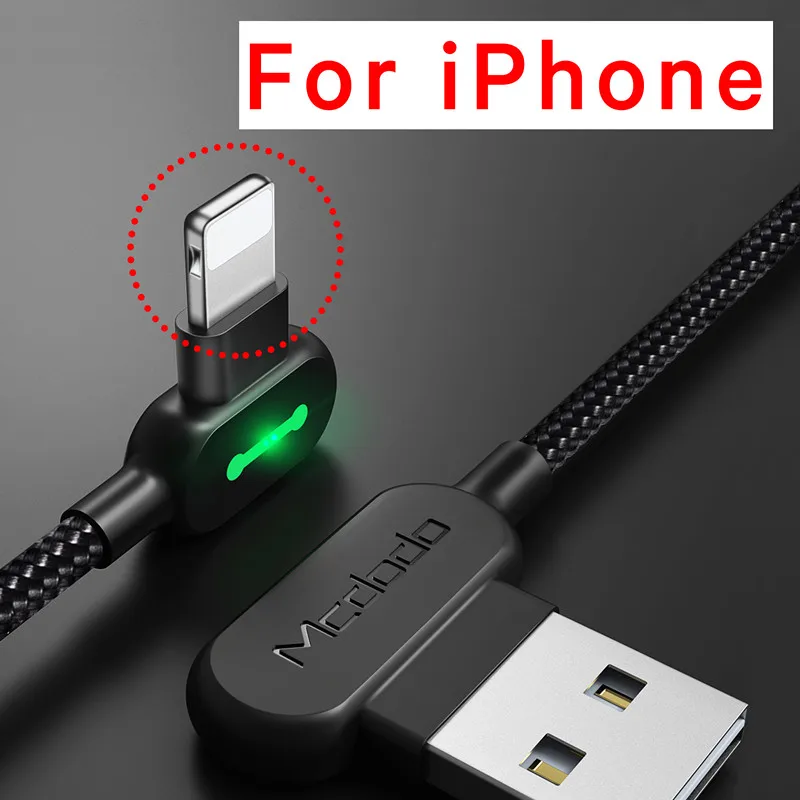 For iPhone MCDODO светодиодный кабель Micro USB, кабель для быстрой зарядки и передачи данных для Android, samsung, Xiaomi, зарядное устройство для мобильных телефонов, usb-кабель для зарядки, кабель Microusb - Цвет: For iPhone