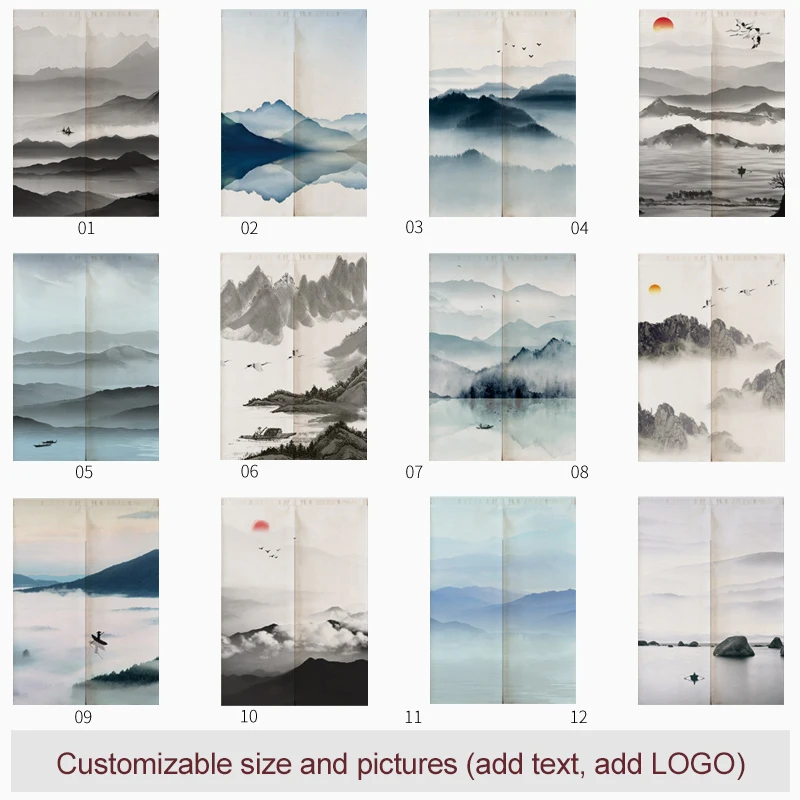 Японская льняная занавеска С Чернилами на гору для ресторана кухни спальни