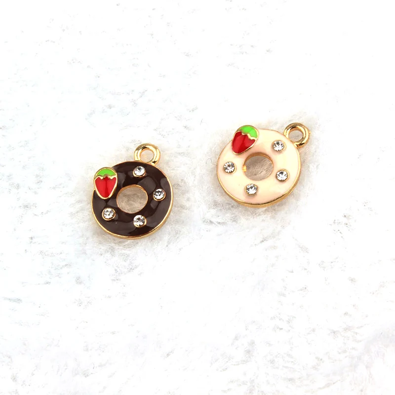 

100pcs 13*17mm Donut Charms gold color alloy enamel food Doughnut Charms pendant for bracelet necklace diy jewelry CH0306