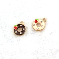 100pcs 1317mm donut charms gold color alloy enamel food doughnut charms pendant for bracelet necklace diy jewelry ch0306