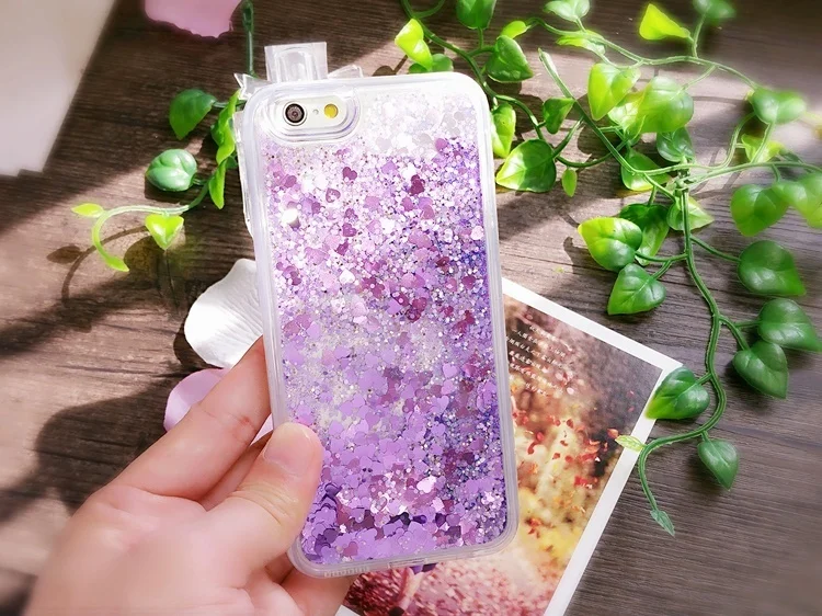 Для Iphone 5 SE 6 s Plus 7 плюс Прекрасный Блеск звезда Жидкость Сердце Ясно Мерцающий