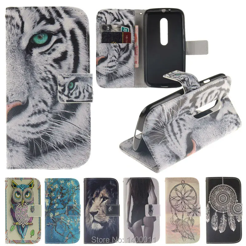 Модный ударопрочный кожаный чехол-книжка с функцией подставки для Motorola Moto G3 / G 3rd