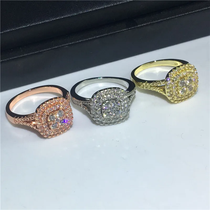 Sparkling Bohe Promise ring Round AAAAA Cz Stone 925 Silver Statement Party wedding band rings for women Bridal Finger Jewelry | Украшения