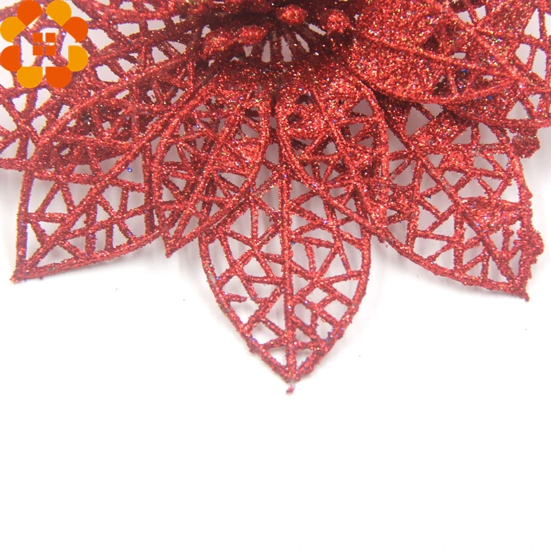 Хит! 3 шт./лот рождественские блестящие полые искусственные цветы для