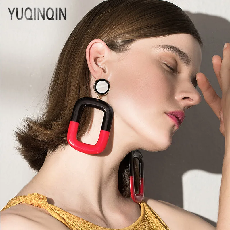 Классические висячие серьги YUQINQIN для женщин эффектные большие геометрические