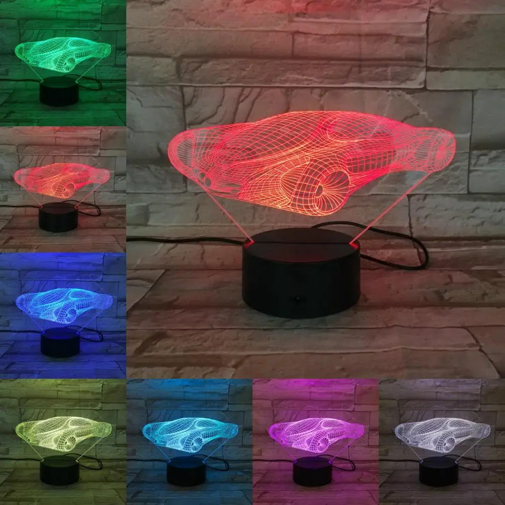 3D Led Ночной светильник концепт кар иллюзия лампа подарки для детей автомобильный