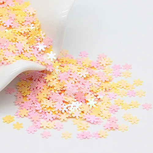 5mmSonwflk Pink Yell Пайетки 1-5 мм Звезда Сердце точка Луна Слива ПВХ свободные блестки микс розовый желтый блесток свадебные конфетти украшения ногтей 10/20 г - Цвет: 5mmSonwflk Pink Yell