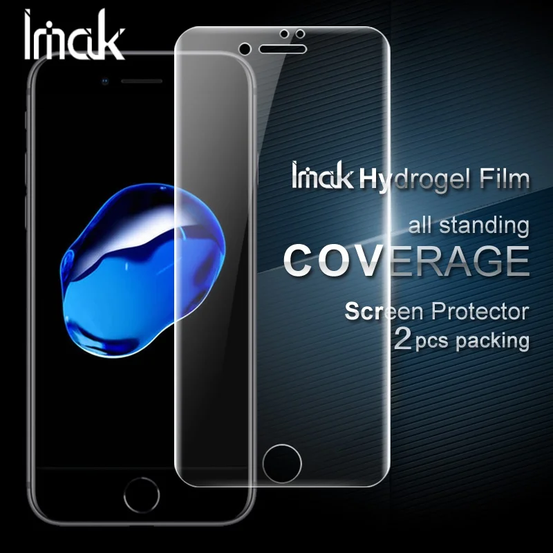 IMAK 2 шт. упаковка для iPhone 8 Plus 7 Ultra Clear гидрогелевые мягкие Полный Экран полное