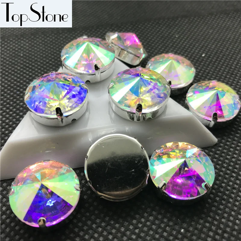 Topstone Crystal AB Цвет Rivoli Кристалл необычный камень с установкой когтей 6 8 10 12 14 16 18 мм