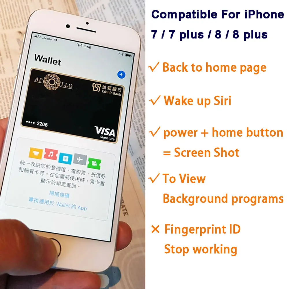 Универсальная кнопка Home Flex для iPhone 7 plus 8 с гибким кабелем замена ленты функции