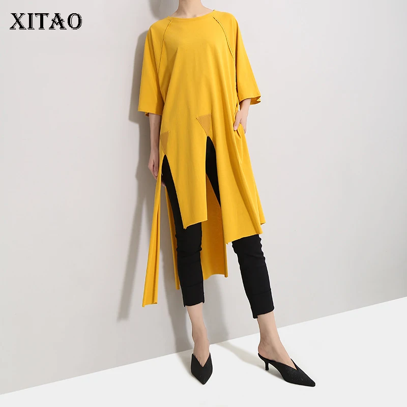 XITAO/женская одежда из сетчатой ткани с вышивкой 2019 круглым вырезом перспективная
