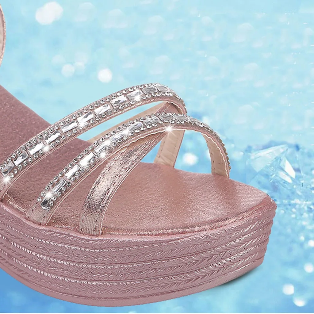 SAGACE/босоножки со стразами женские босоножки на танкетке модные летние с открытым