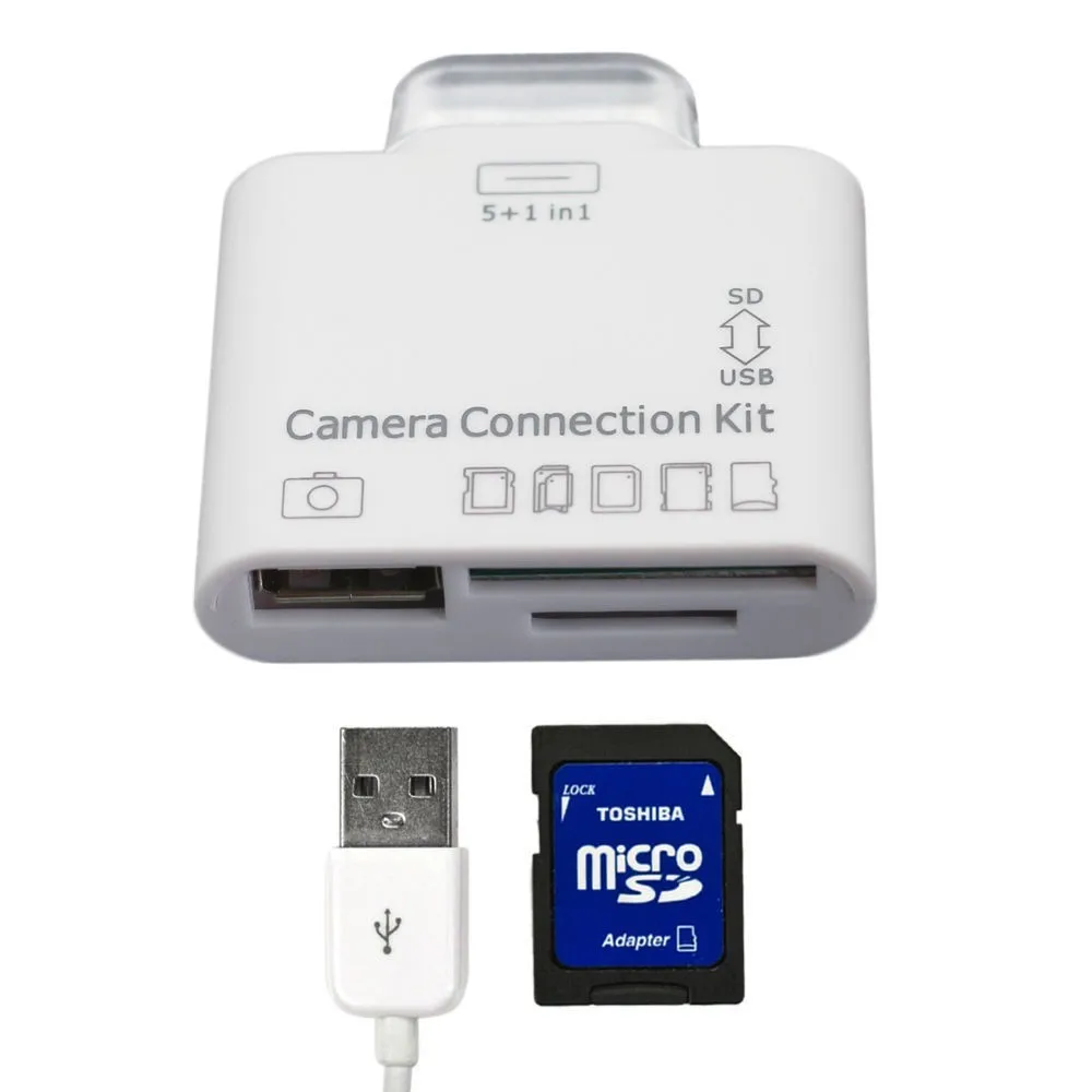 5 in1 USB Комплект для Подключения Камеры SDHC TF Чтения SD Card Адаптер Apple iPad 2 3 |
