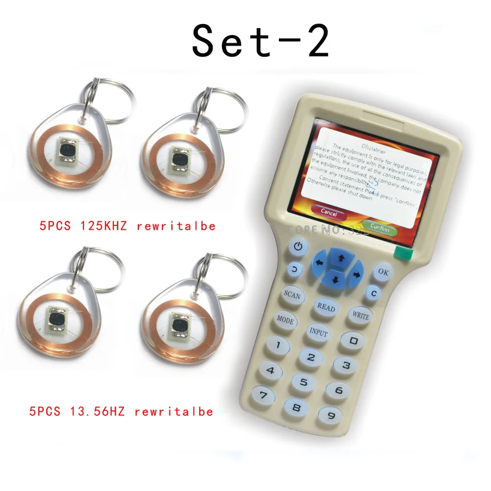 Set-2 Английский 10 частоты RFID Копир ID IC ридер писатель копия M1 13,56 МГц зашифрованный Дубликатор Программист USB порты - Цвет: Set-2
