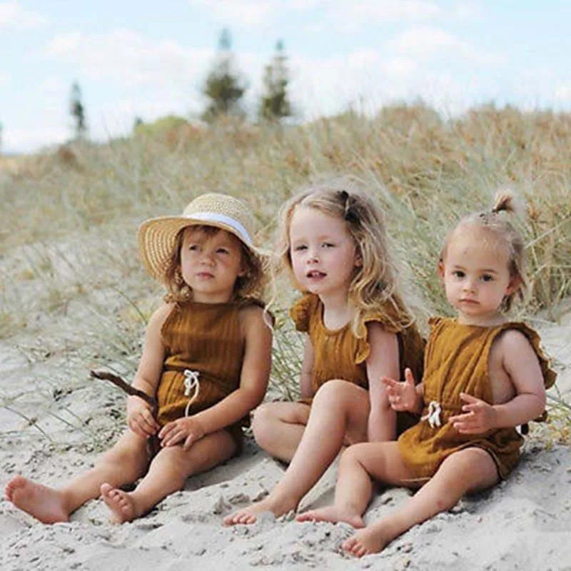 Милый комбинезон с оборками для маленьких девочек 6 цветов детский в богемном