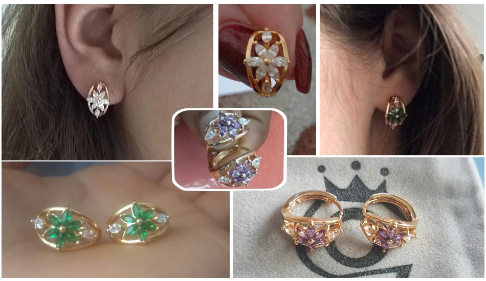 ORSA JEWELS Роскошные Серьги-Гвоздики Золотая Шампань Цветок с Фианитом Женщинам Подарок На День Рождения Бижутерия OME33