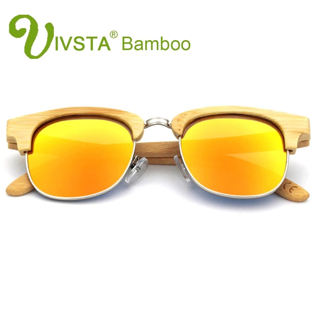 Мужские Полуободковые солнцезащитные очки IVSTA Бамбуковая оправа натуральные
