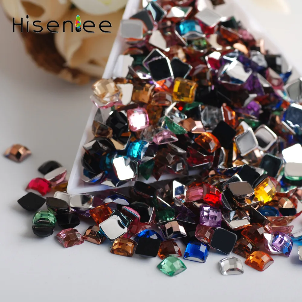 Модные Простые 2000 шт 4 мм акриловые стразы с плоским основанием задних квадратной