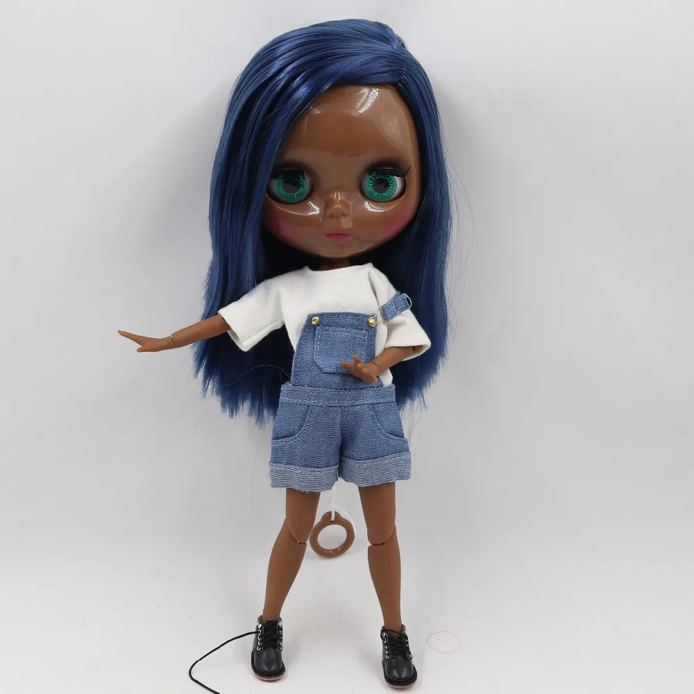 ICY fortune days factory blyth кукла супер черный тон кожи темная кожа синие волосы суставы тела 1/6 30 см BL6221