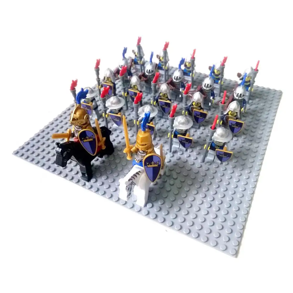 24pcs Blue Crown 24 шт. Драгунский замок злой рыцарь Серебряный ястреб Рыцари боевой конь римская кавалерия Воин Строительный блок мини-фигурка - Цвет: 24pcs Blue Crown
