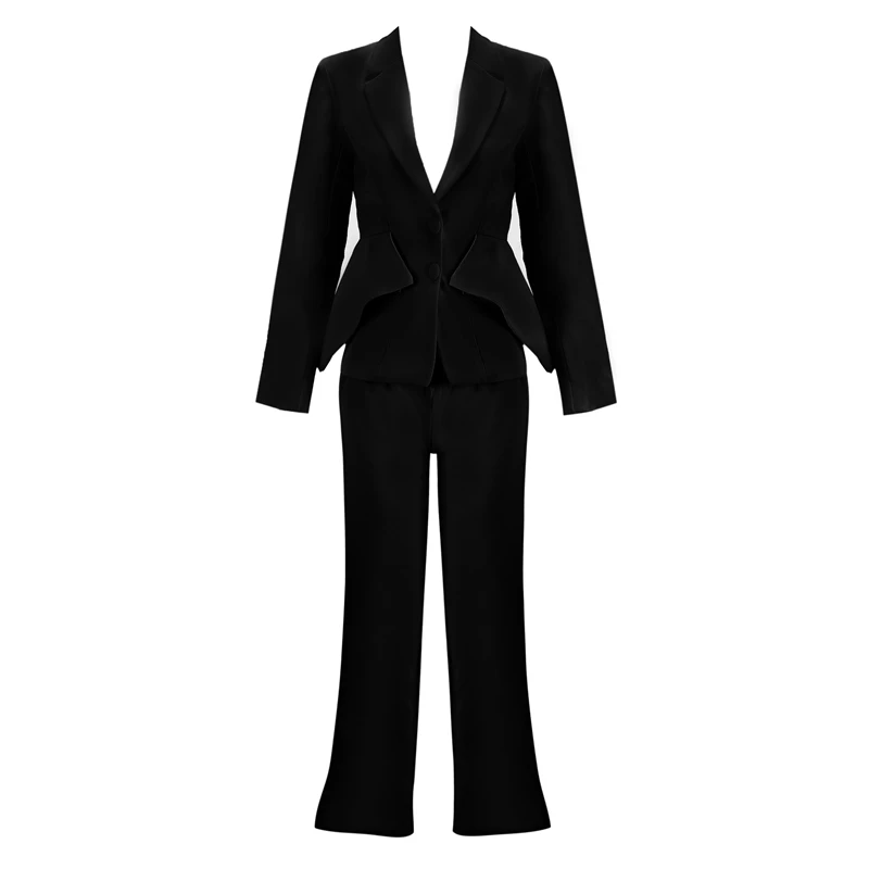 INDRESSME, модный сексуальный Деловой брючный костюм с v-образным вырезом, набор блейзеров, Формальные женские элегантные обтягивающие черные костюмы с вырезом на спине