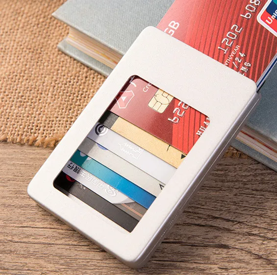 Bisi Goro RFID Алюминиевый держатель для кредитных карт на заказ анти-магнитный металлический автоматический набор карт членская сумка для карт кошелек для карт - Цвет: silver X-48
