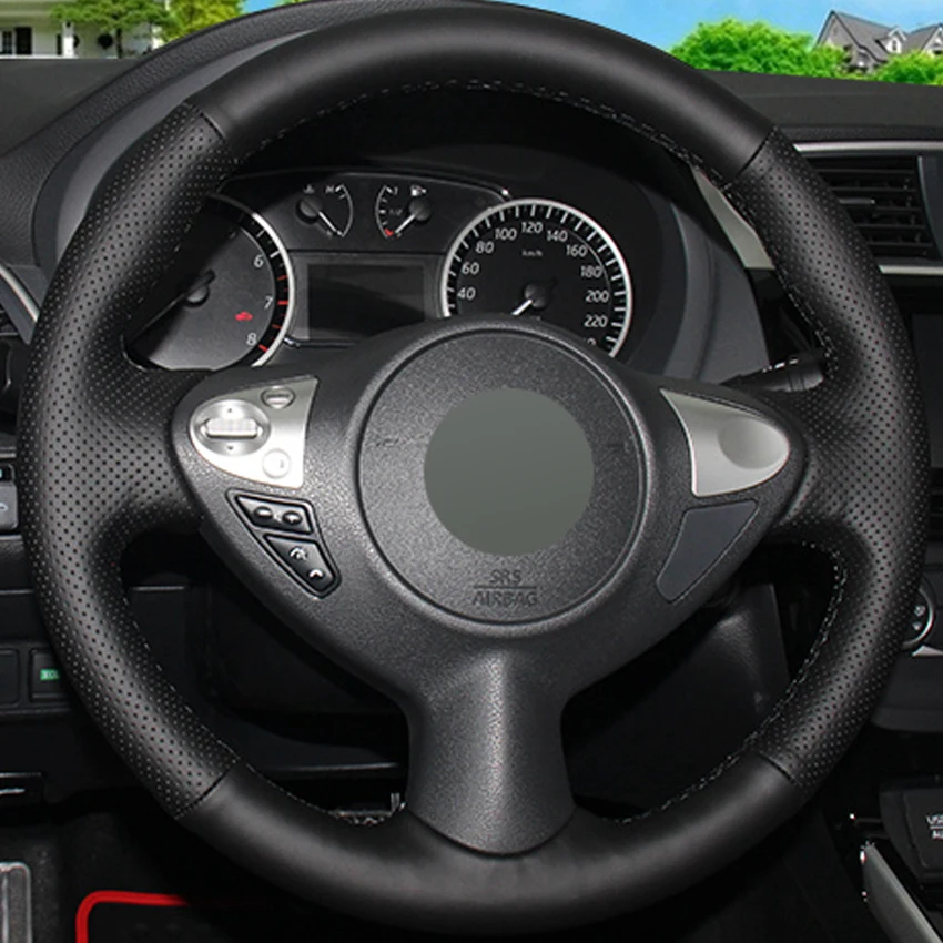 Черные кожаные DIY ручной работы чехол рулевого колеса автомобиля для Infiniti FX FX35 FX37