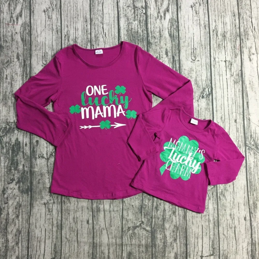 День Святого Патрика для маленьких девочек мама и я raglans one lucky Mom and mommy's charm