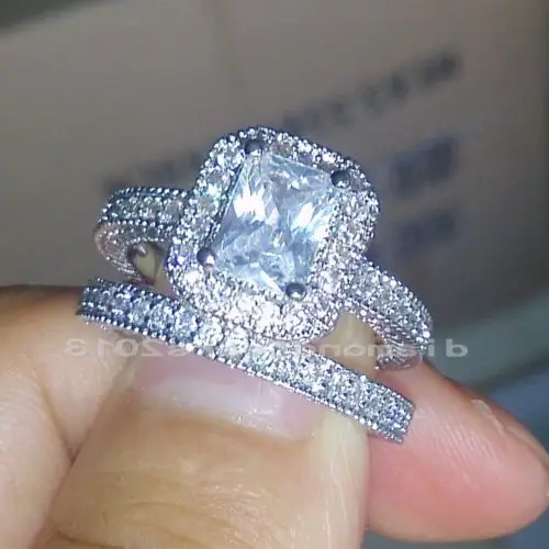 Комплект обручальных колец в стиле ретро с фианитом 10 карат | Украшения и